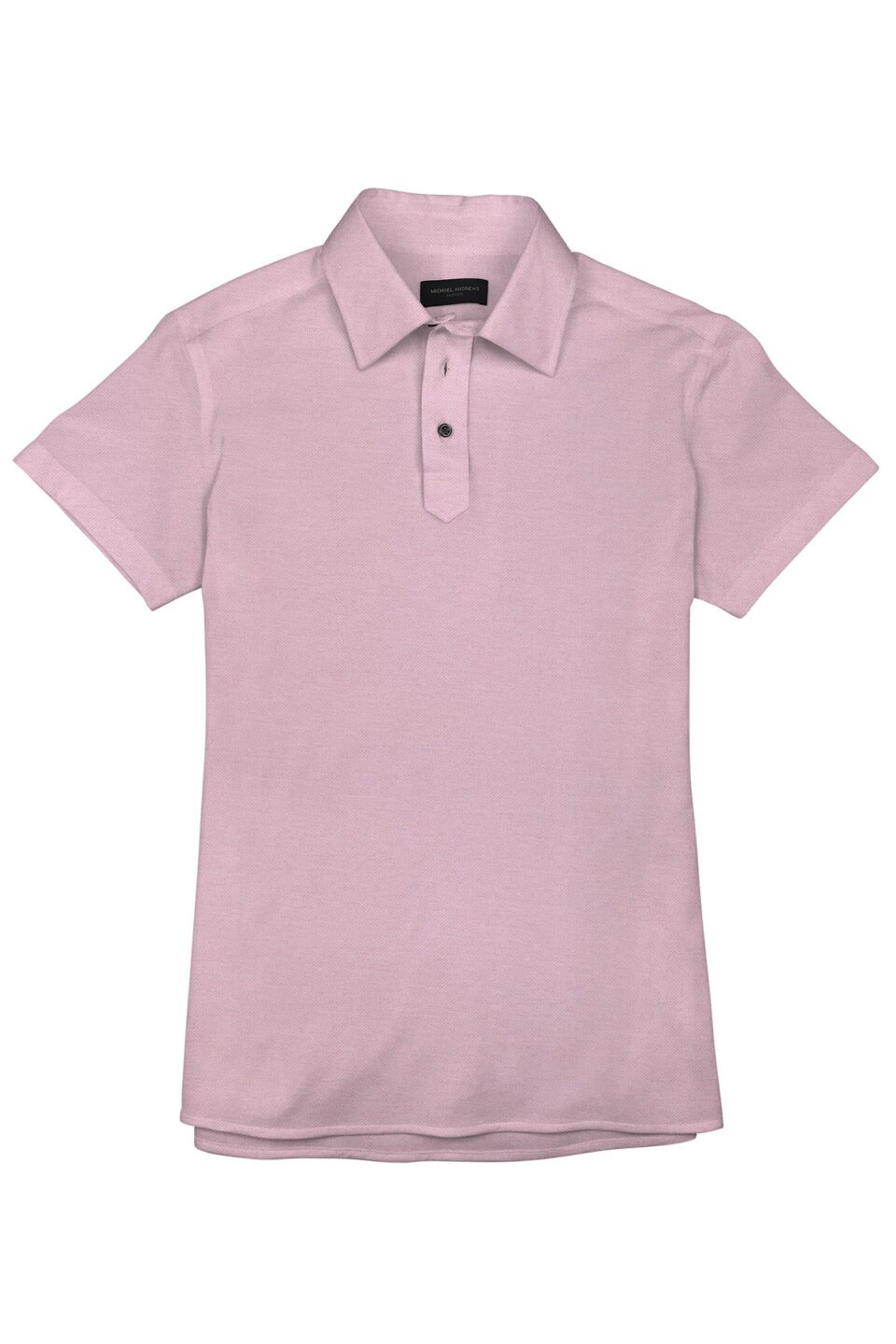 (product) Dark Millennial Pink Pique Short Sleeve Polo Shirt, shown in a flat layout