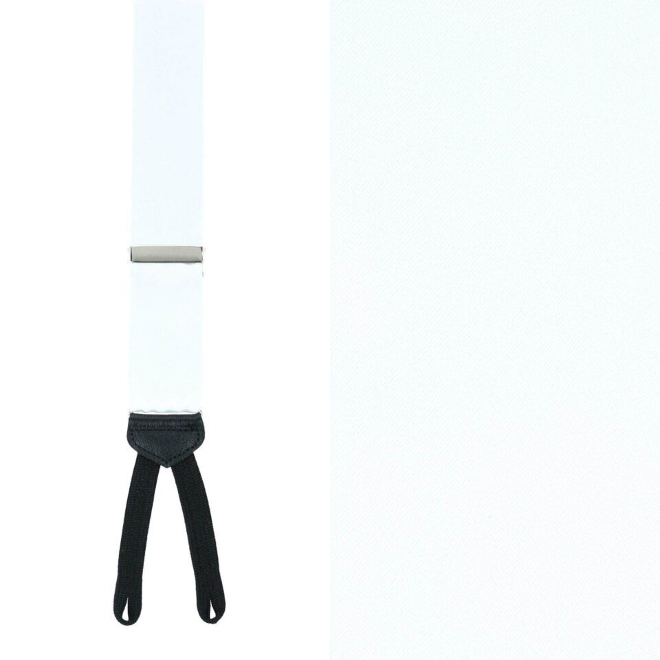 Trafalgar Sutton Formal White Silk Suspenders, Detailed view