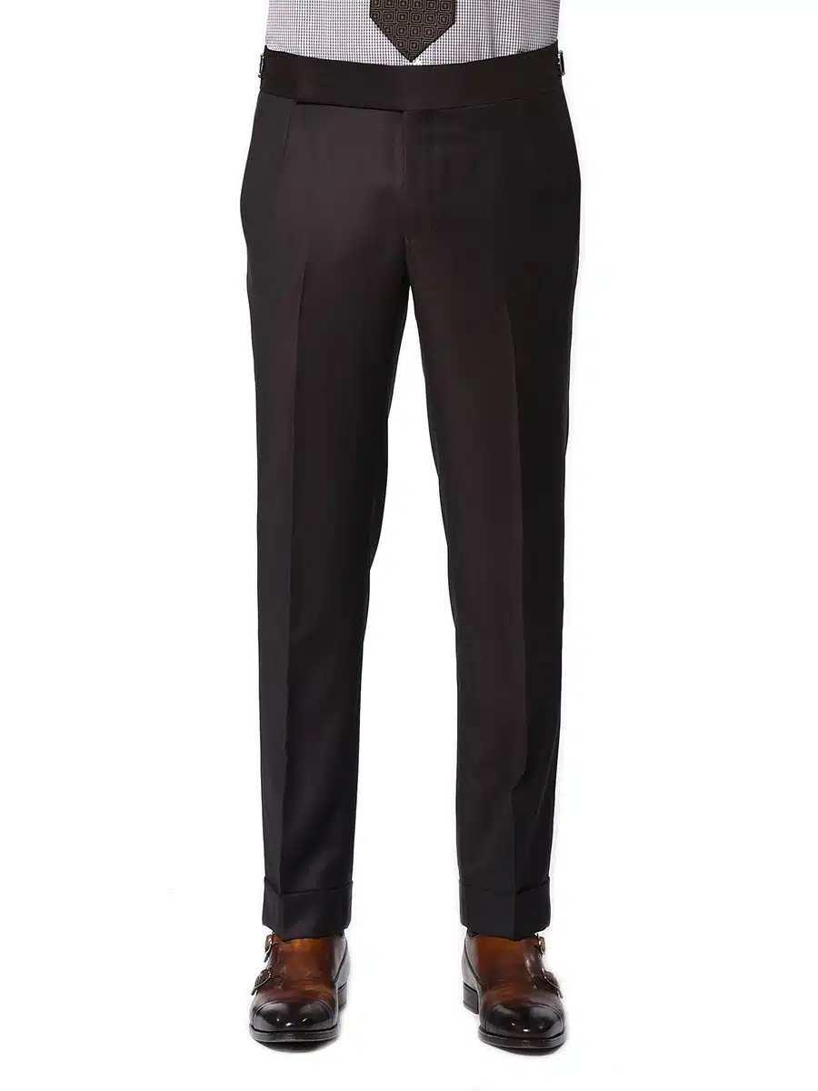 (product) Chocolate Twill Signature Bespoke Trouser, full front view