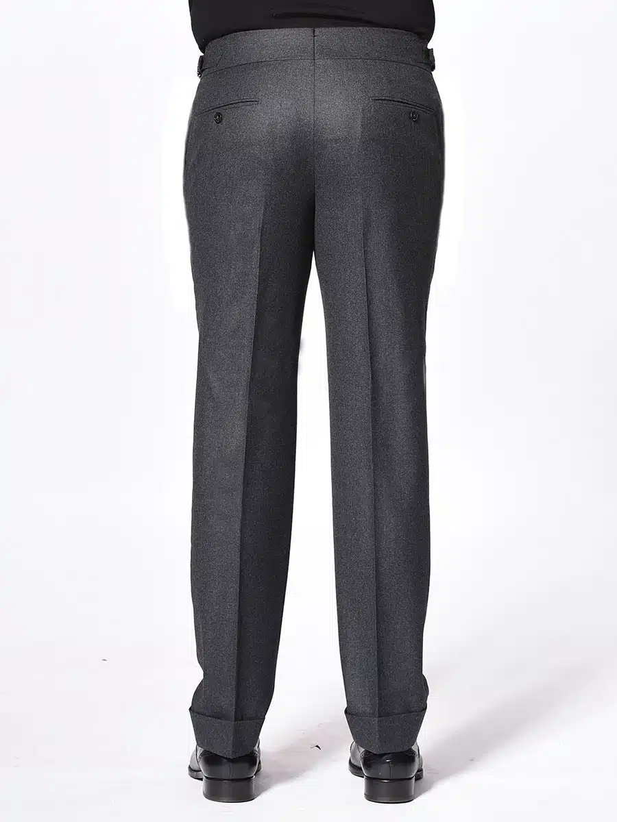 (product) Charcoal Flannel Signature Bespoke Trouser, back view