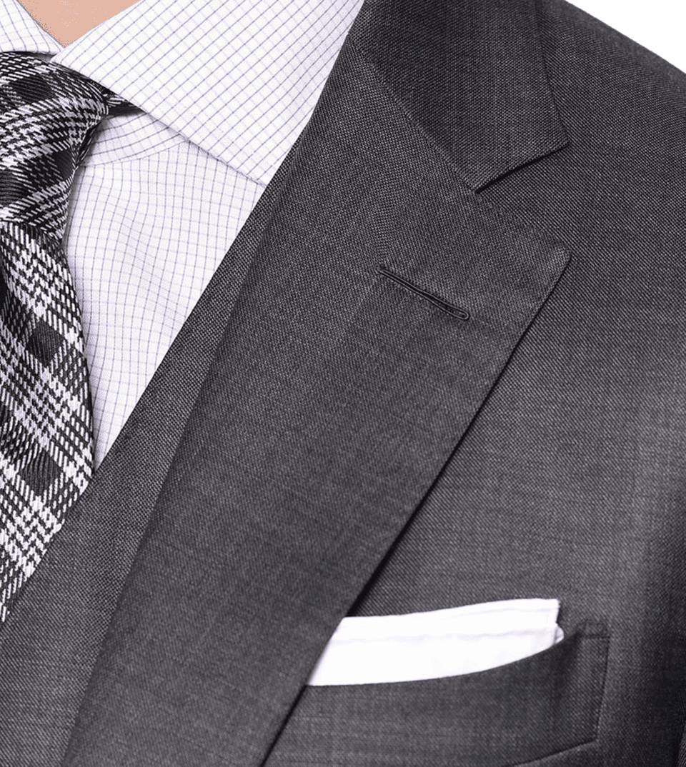 Grey Sharkskin Bespoke Suit - Lapel Detail