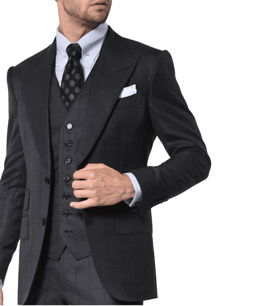 Charcoal Houndstooth Windowpane Signature Bespoke Suit