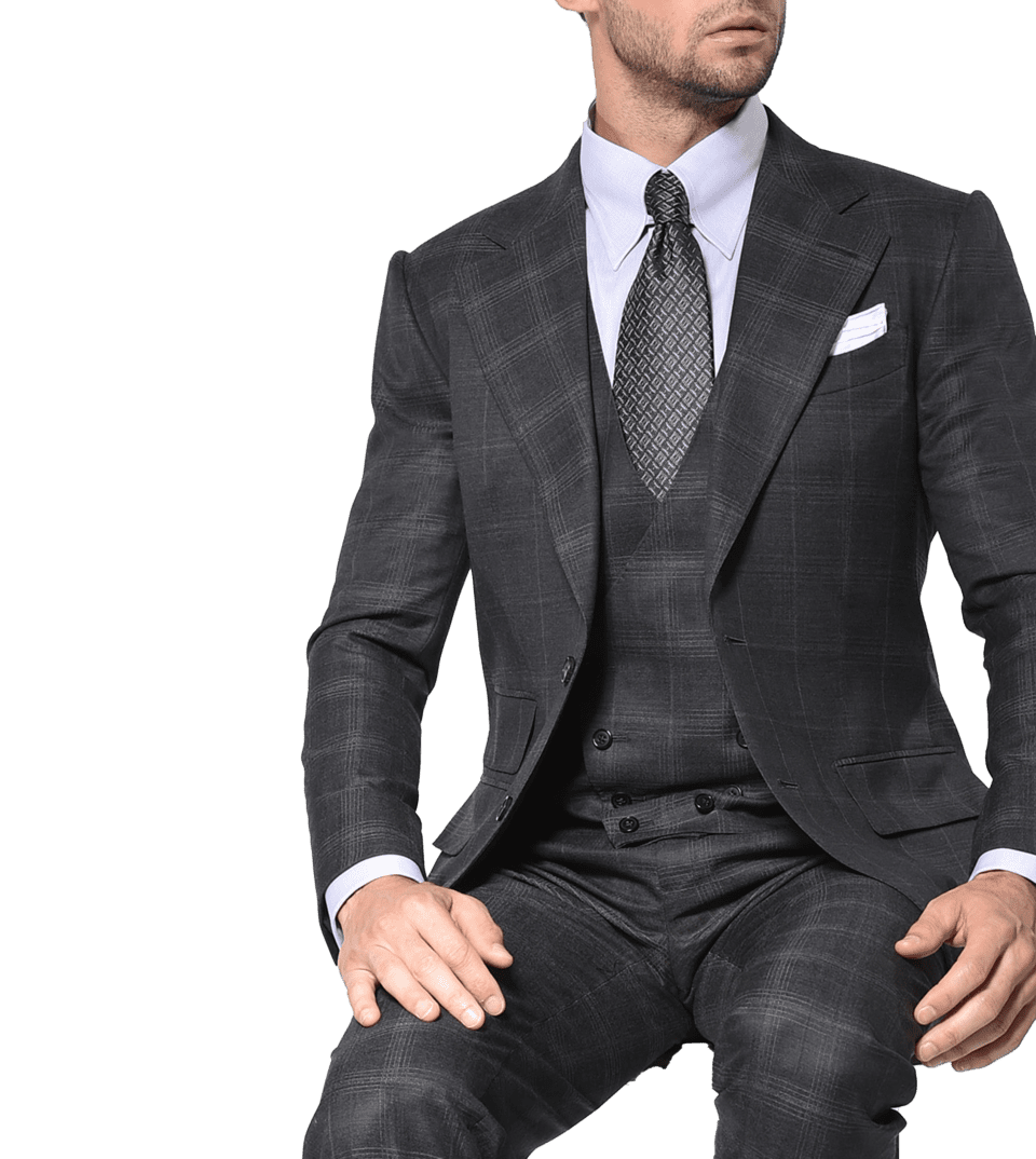 Charcoal Complex Windowpane Signature Bespoke Suit