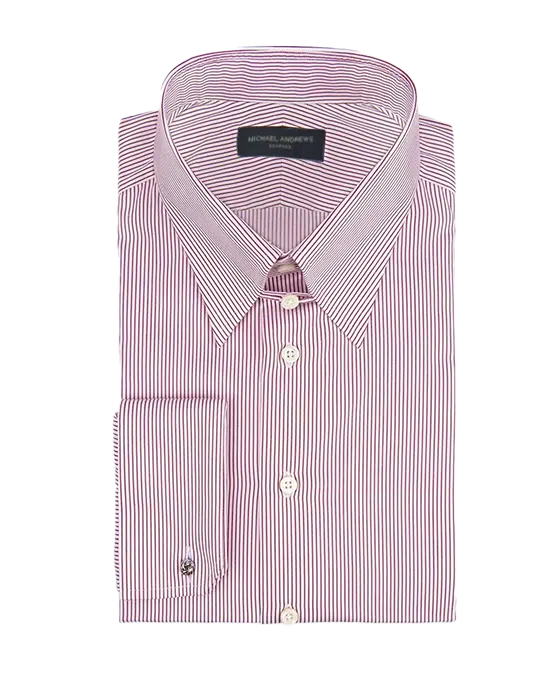 (product) Burgundy Thin Stripe Tab-Collar Shirt