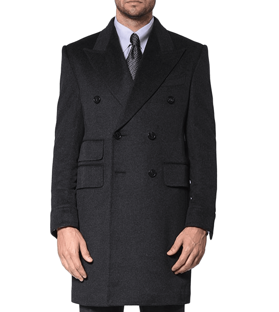 (product) Charcoal Signature Double-breasted Bespoke Overcoat