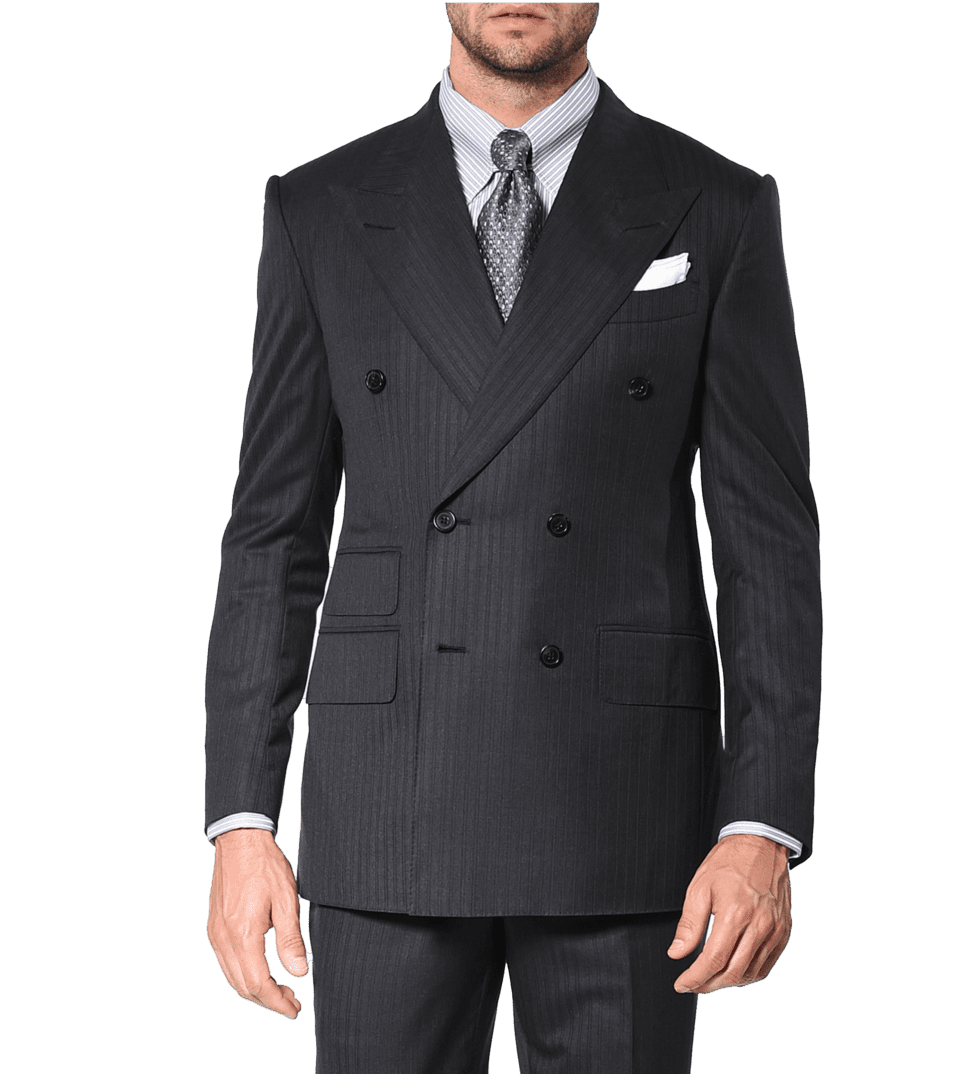 Charcoal Grey Overlay Stripe, Double-breasted Bespoke Suit