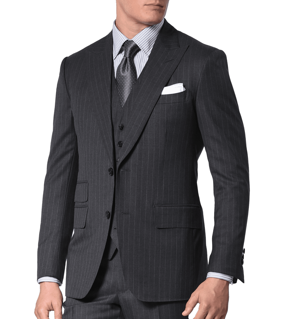Charcoal Twill Stripe Classic Bespoke Suit