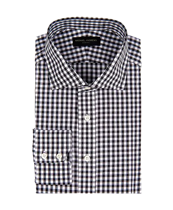 (product) Black Gingham, Spread-Collar Shirt