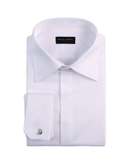 (product) White Poplin, Hidden Placket, Classic-Collar Shirt