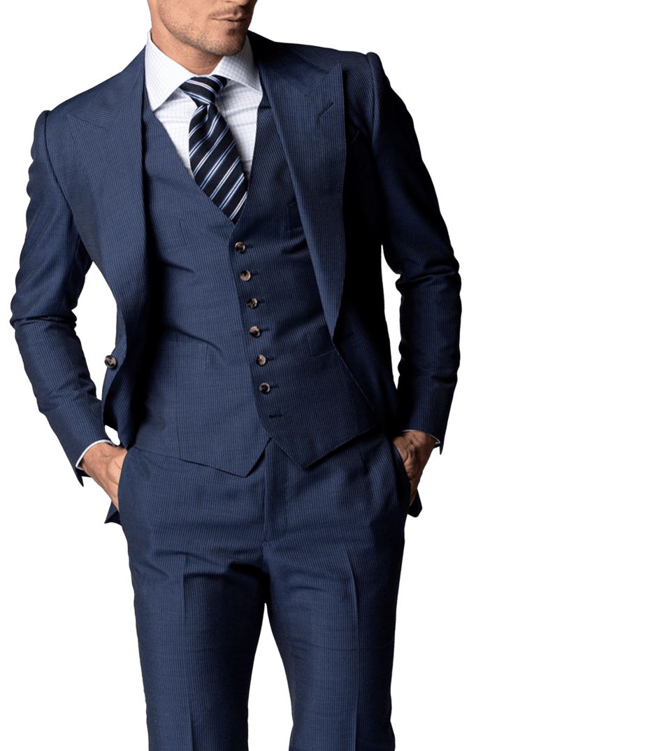 Blue narrow-stripe Bespoke Suit