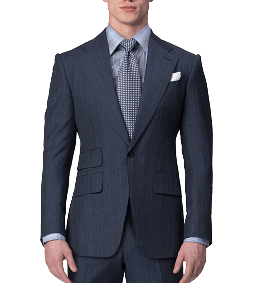 Blue Melange Glen Check Bespoke Suit