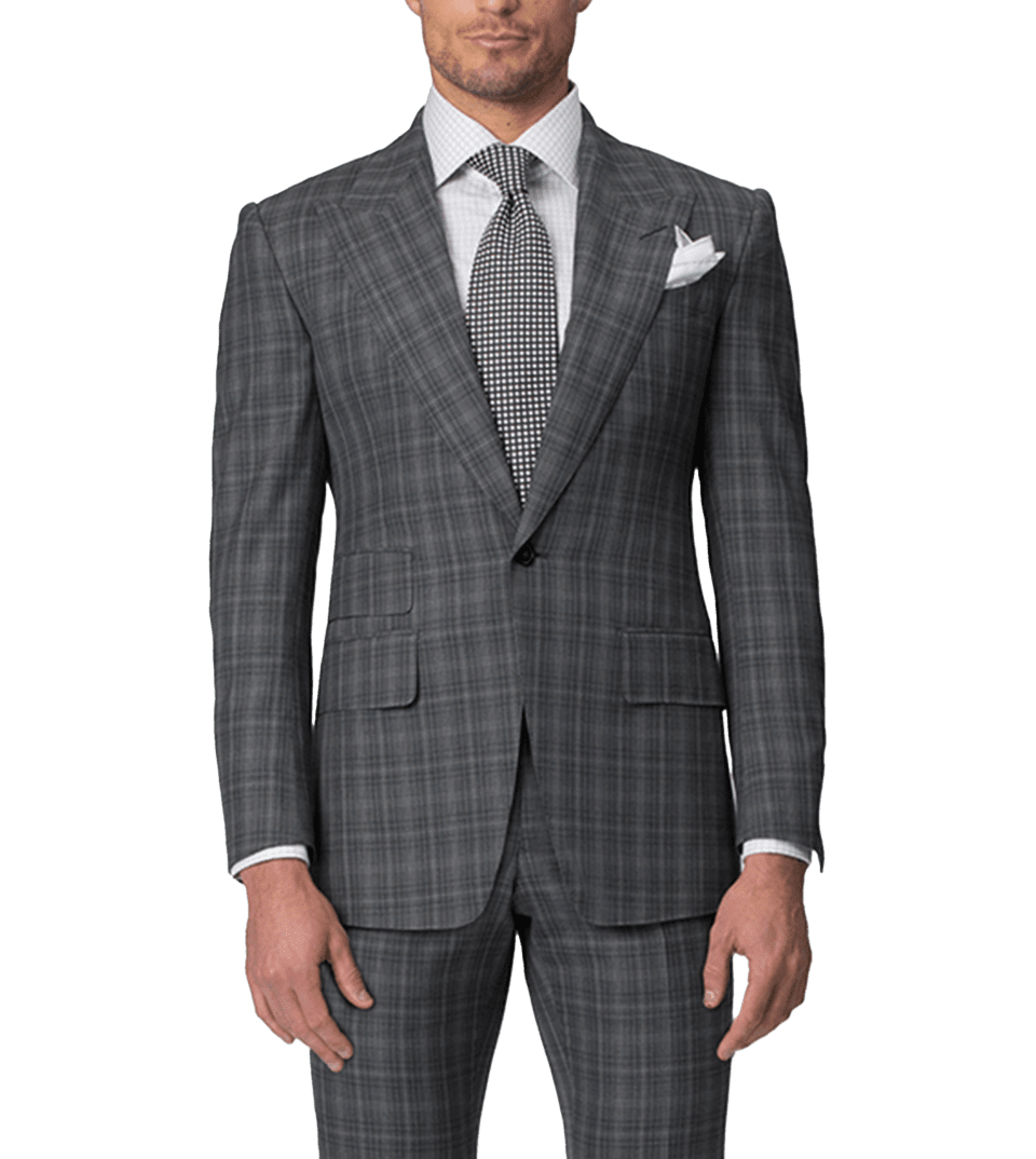 Medium Grey Complex Windowpane Bespoke Suit