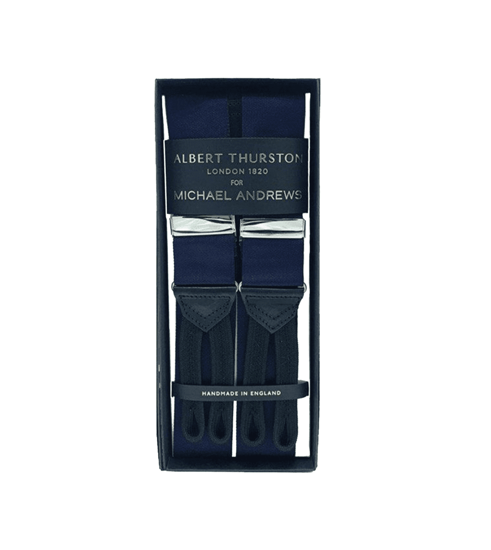 (product) Midnight Solid Suspenders w Silver Hardware