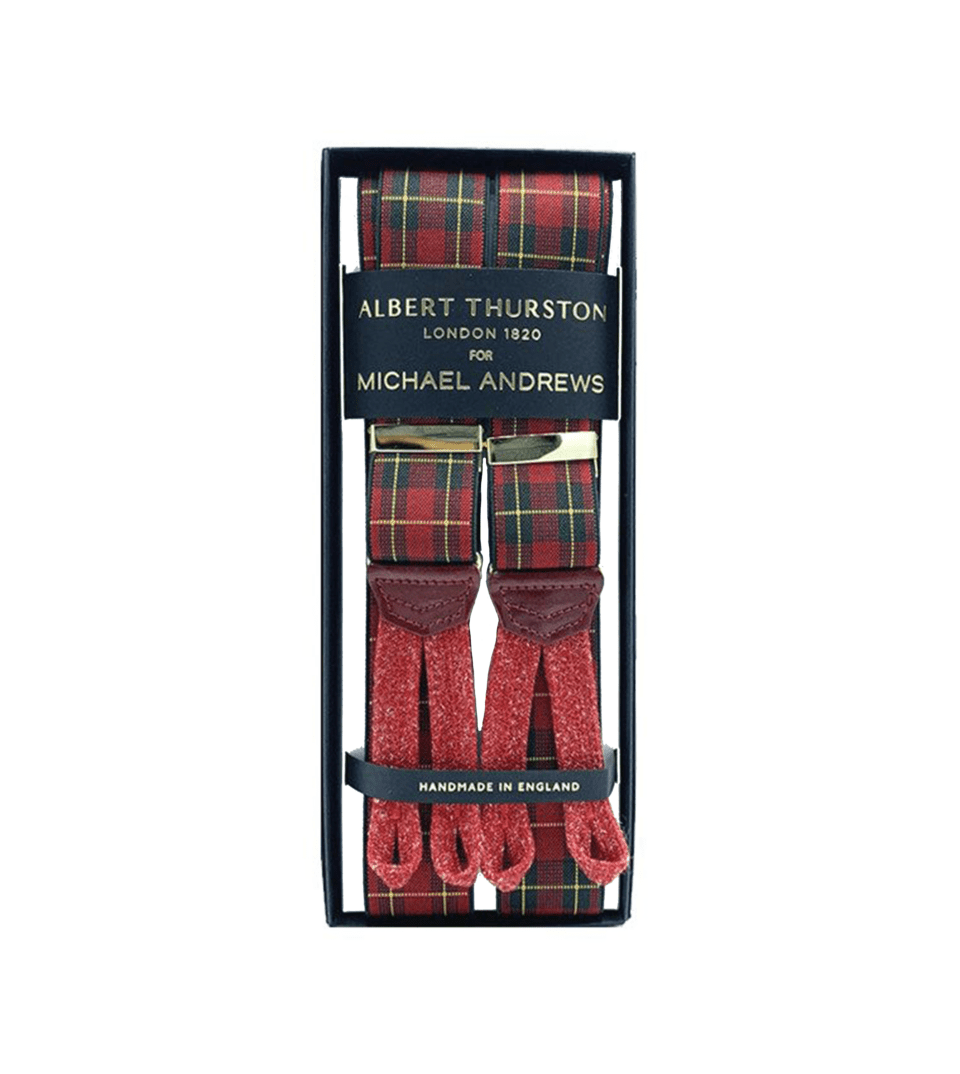 Albert Thurston Red Plaid Stretch Suspenders