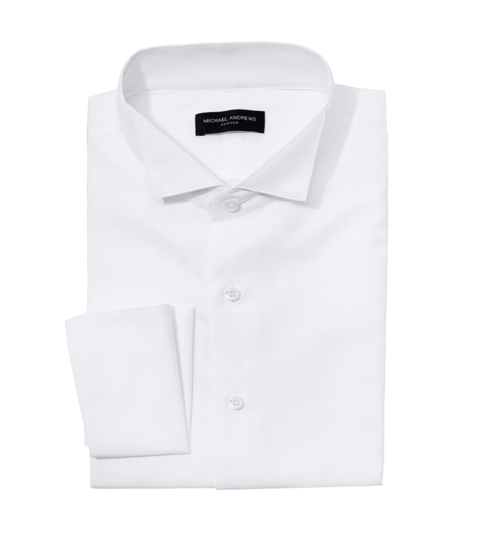 Pique Bib Front White Tie Tuxedo Shirt