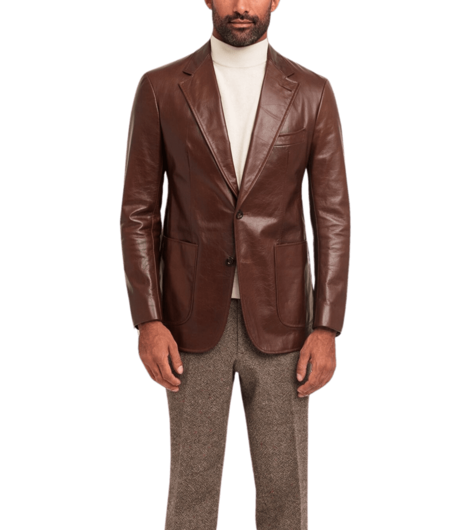 Michael Andrews Medium Brown Leather Sport Coat