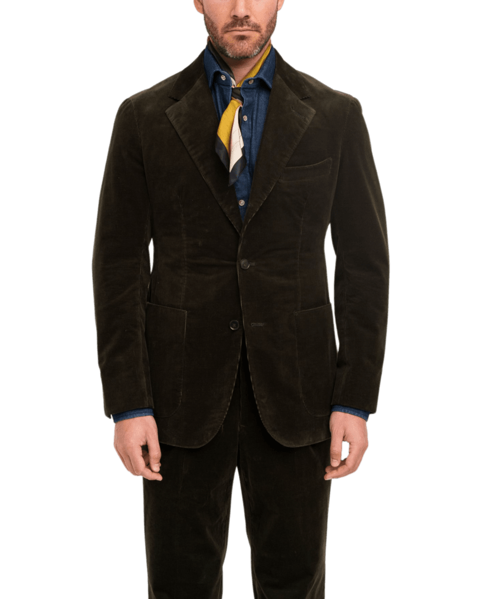 Michael Andrews Bespoke Olive Stretch Corduroy Suit