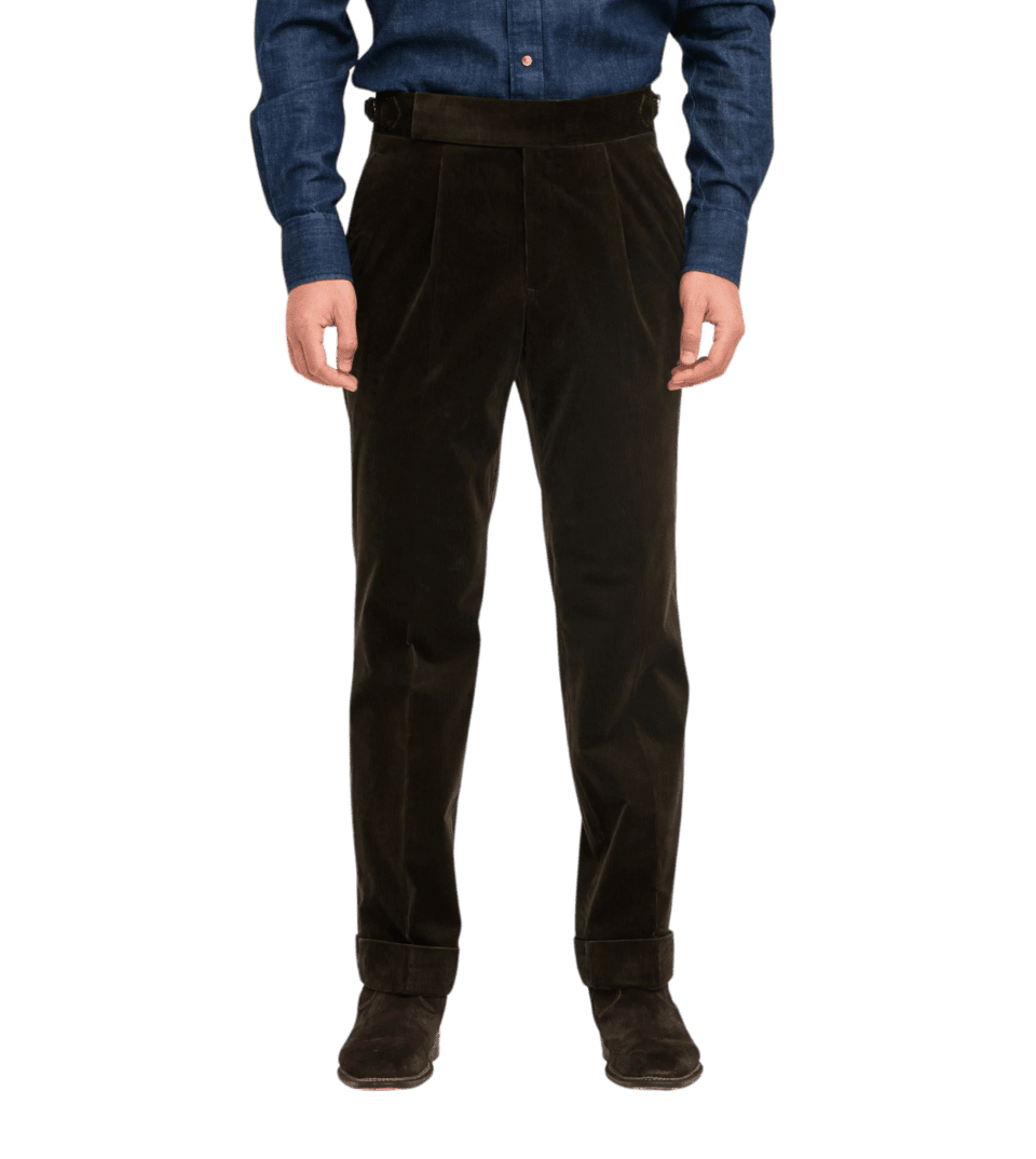 Michael-Andrews-Custom-Olive-Green-Corduroy-Trousers