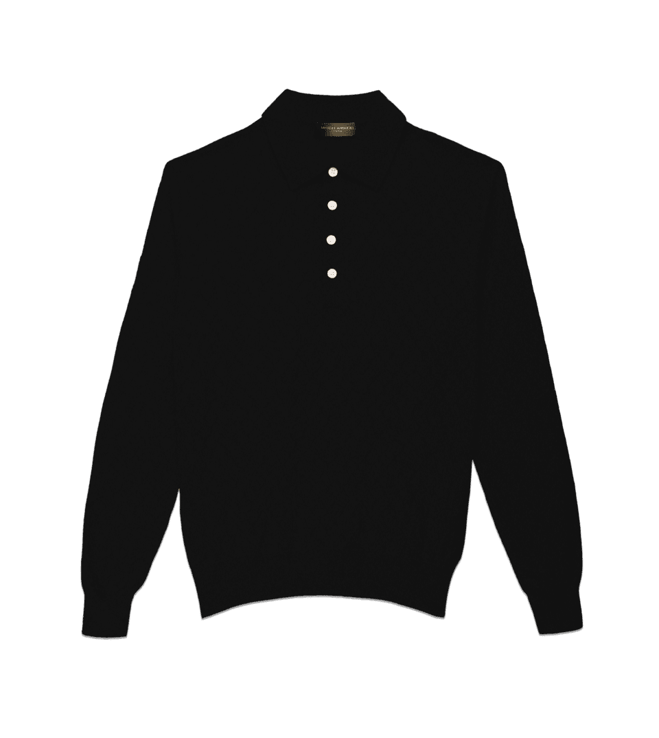 Michael-Andrews-Honeycomb-Long-Sleeve-4-Button-Polo-Black