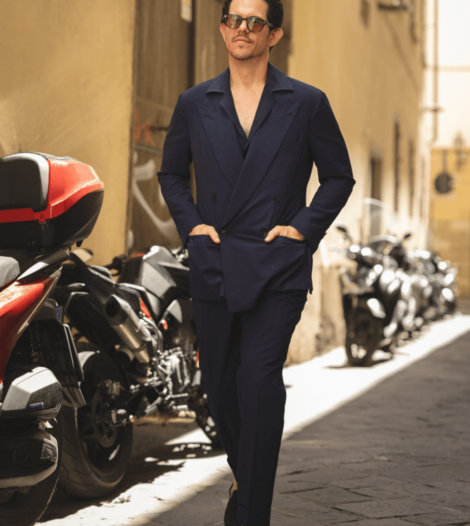 Solid Navy Seersucker Suit