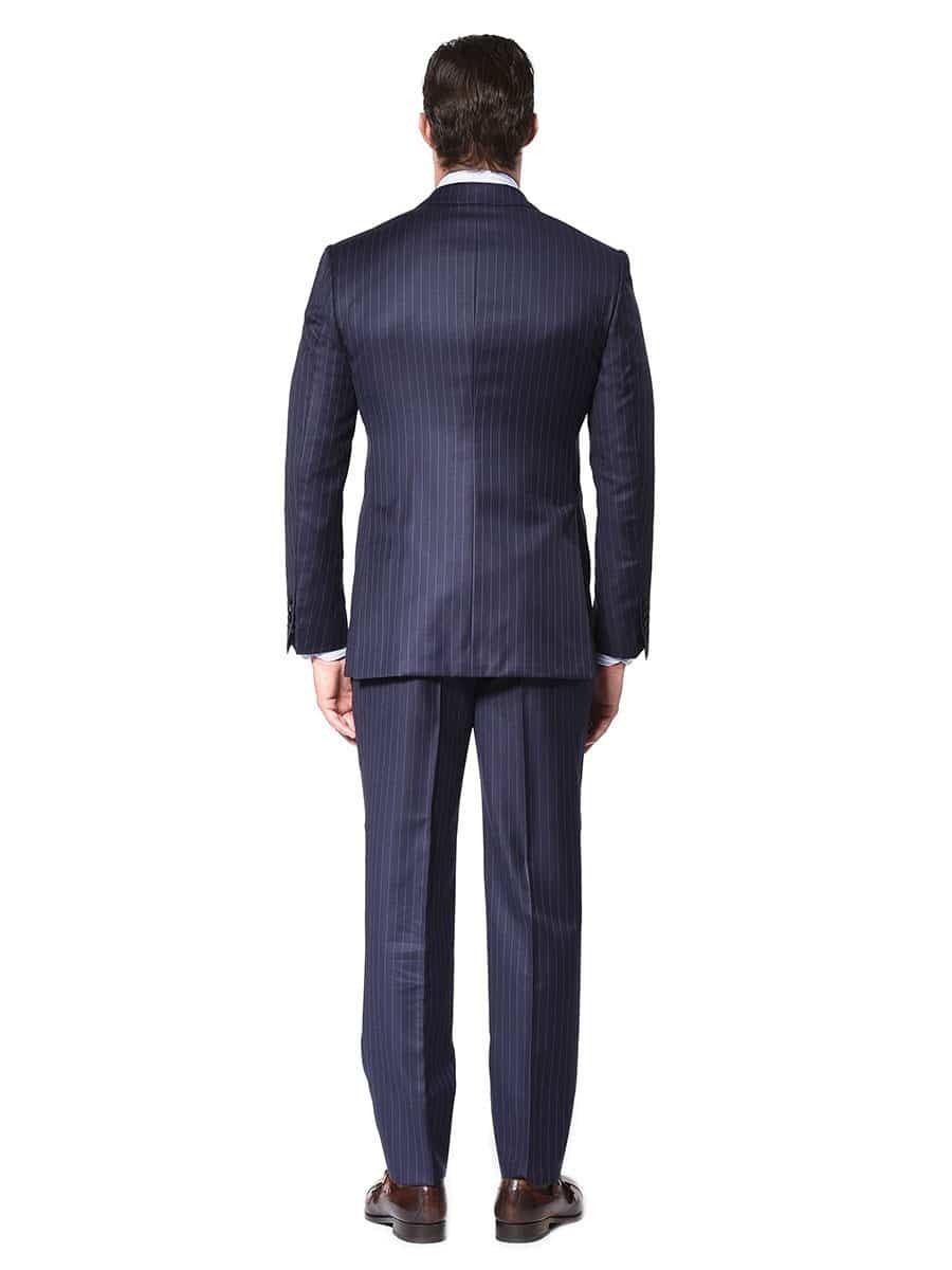 (product) Navy Chalk Stripe Bespoke Suit, back view