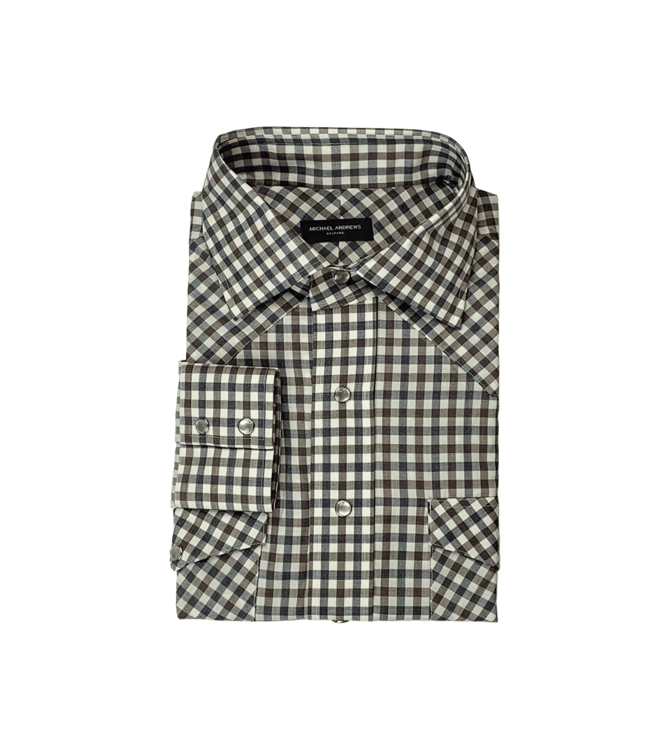 (product) Med Indigo Lightweight Denim Western Shirt