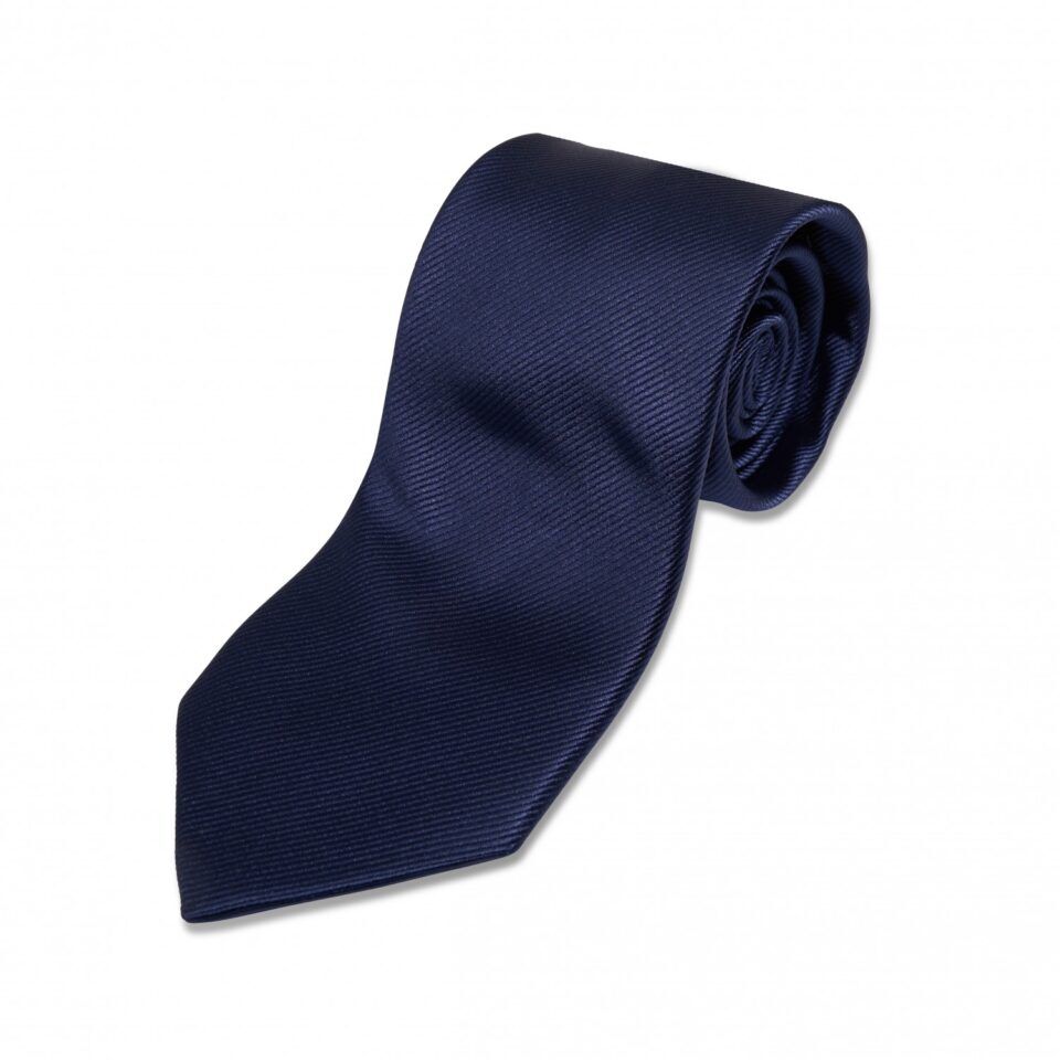 (product) Royal Blue Imperial Twill Silk Necktie, Rolled