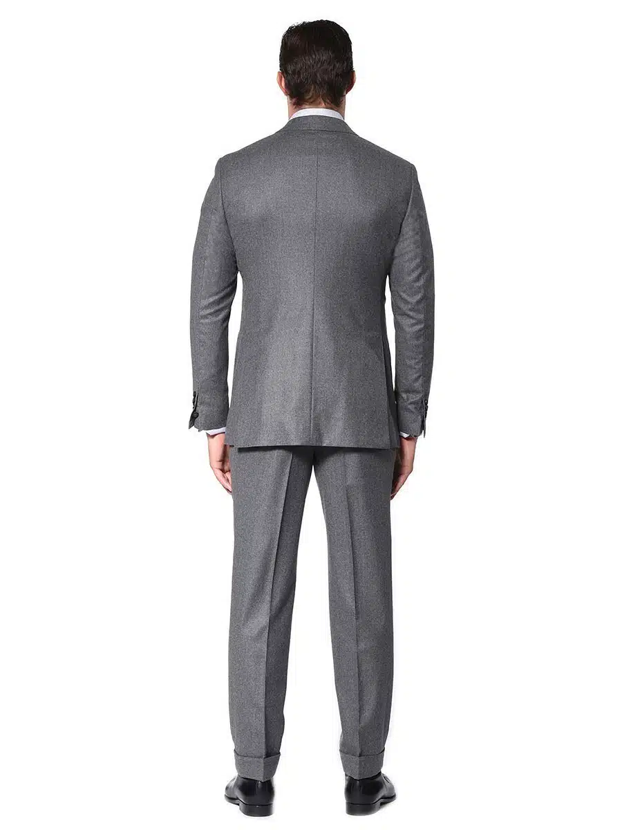 (product) Steel Grey Flannel Bespoke Suit, back view