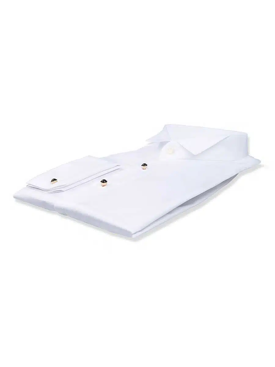 (product) White Poplin Stud Front Tuxedo Collar Formal Shirt, folded view