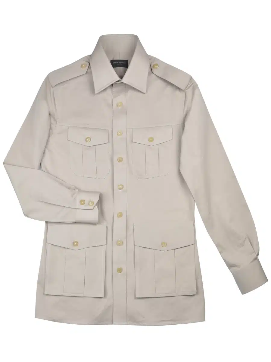 (product) Beige Cotton Safari Shirt, full view