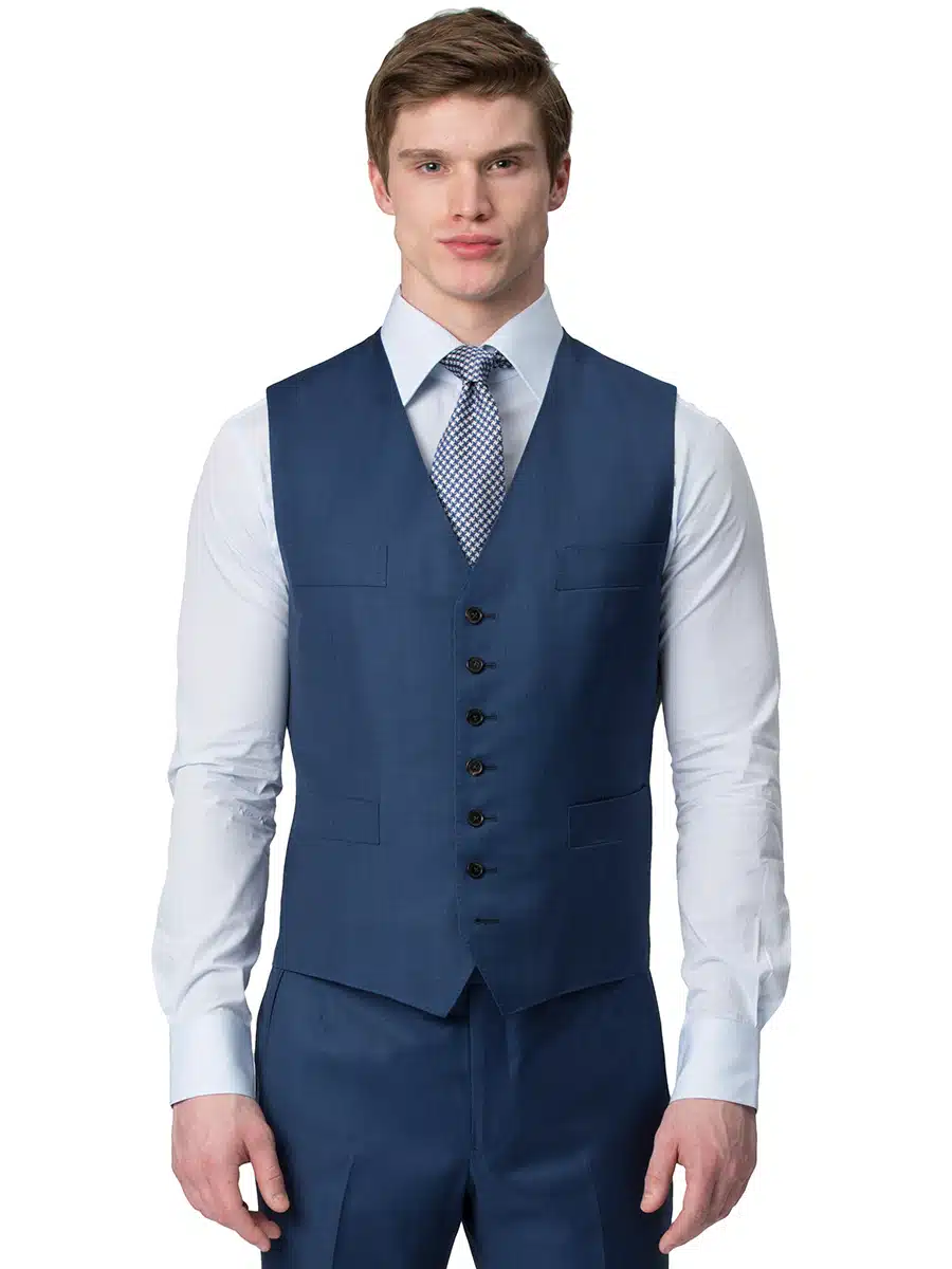 (product) Marine Blue Sharkskin Bespoke Vest