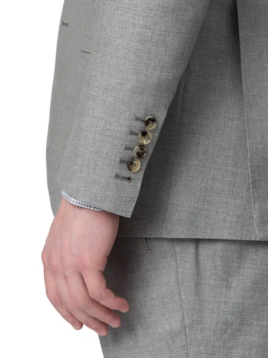 (product) MTM Light Grey Sharkskin Suit, cuff detail