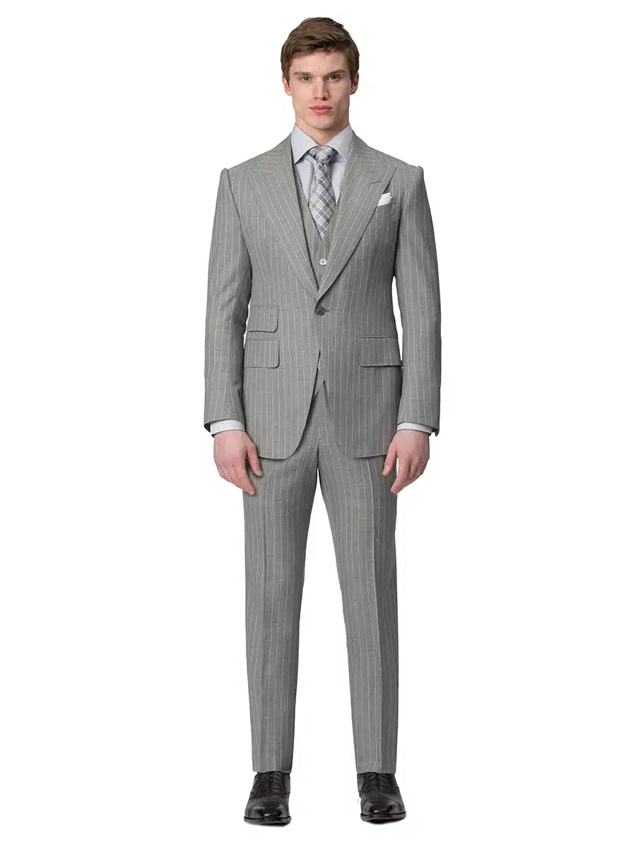 (product) Light Grey Pinstripe Bespoke Suit