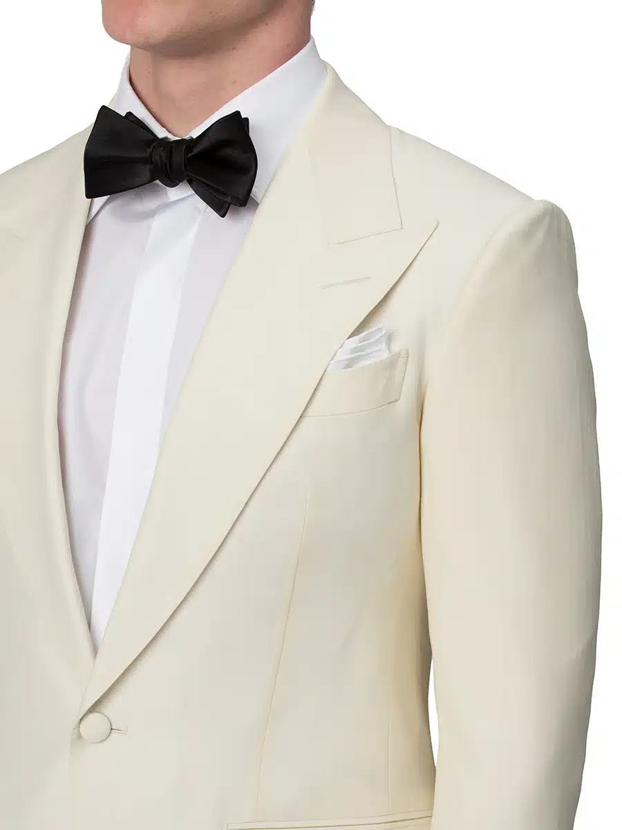 (product) Ivory Mohair & Silk Bespoke Dinner Jacket, lapel detail