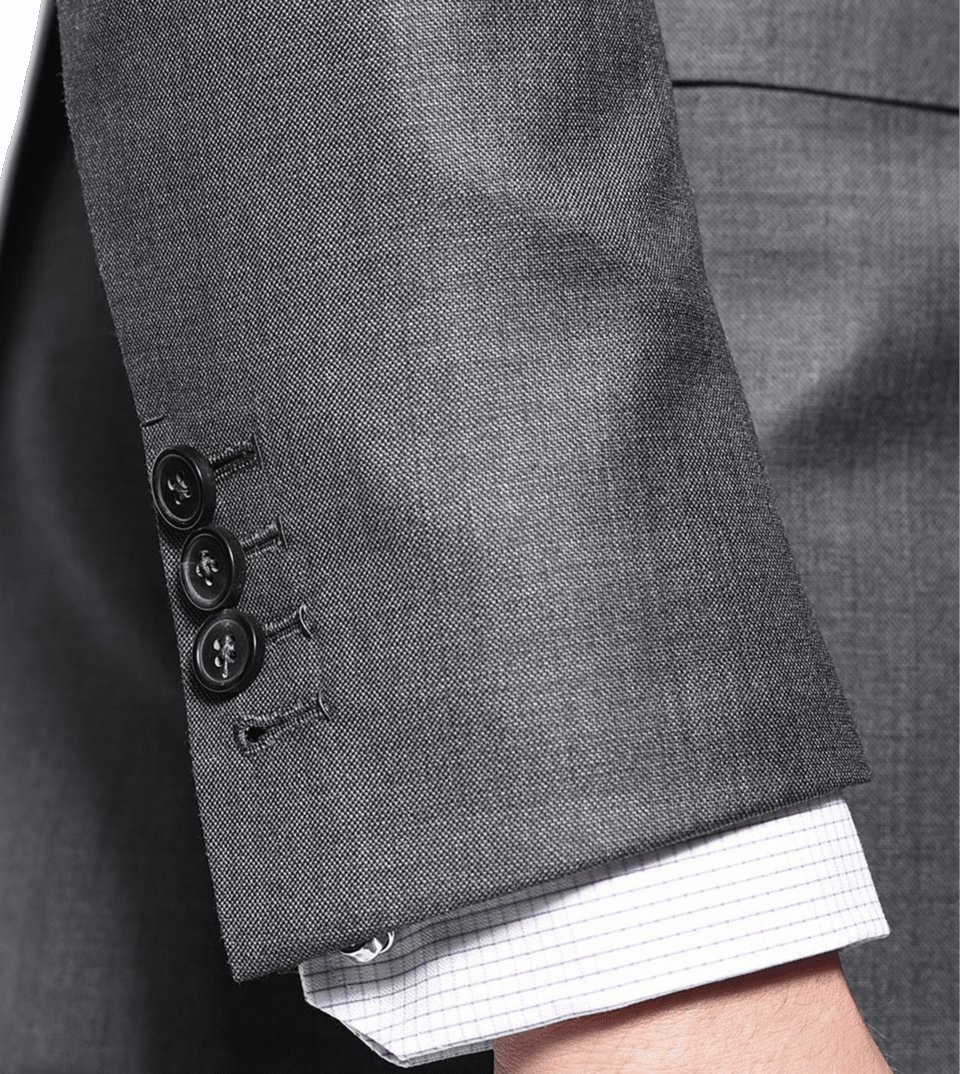 Grey Sharkskin Bespoke Suit - Cuff Detail