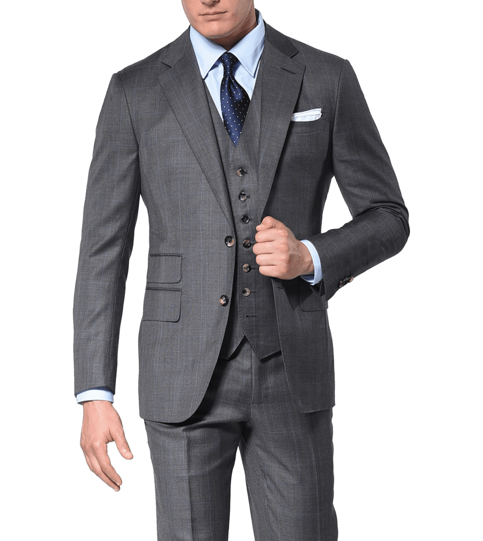 Grey Glen Plaid Windowpane Classic Bespoke Suit