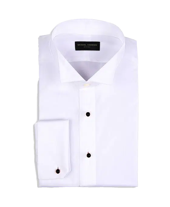 (product) White Poplin Stud Front, Tuxedo-Collar Formal Shirt