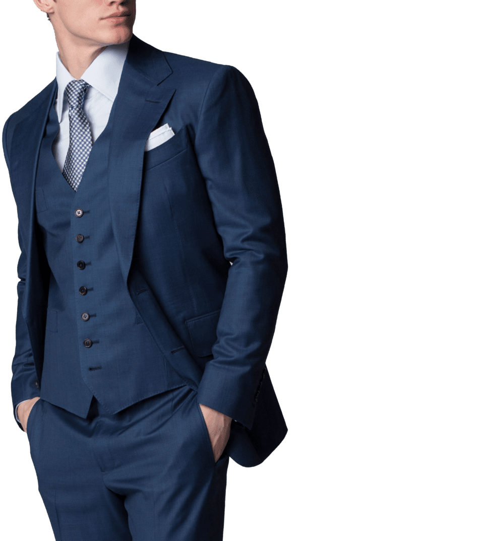 Marine Blue Sharkskin Bespoke Suit