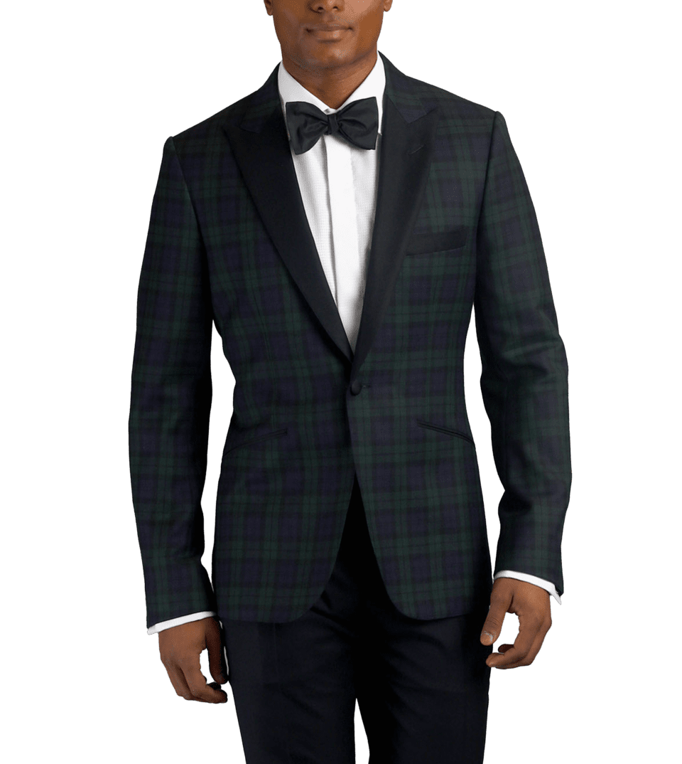 Black Watch tartan one-button wool made-to-measure dinner jacket