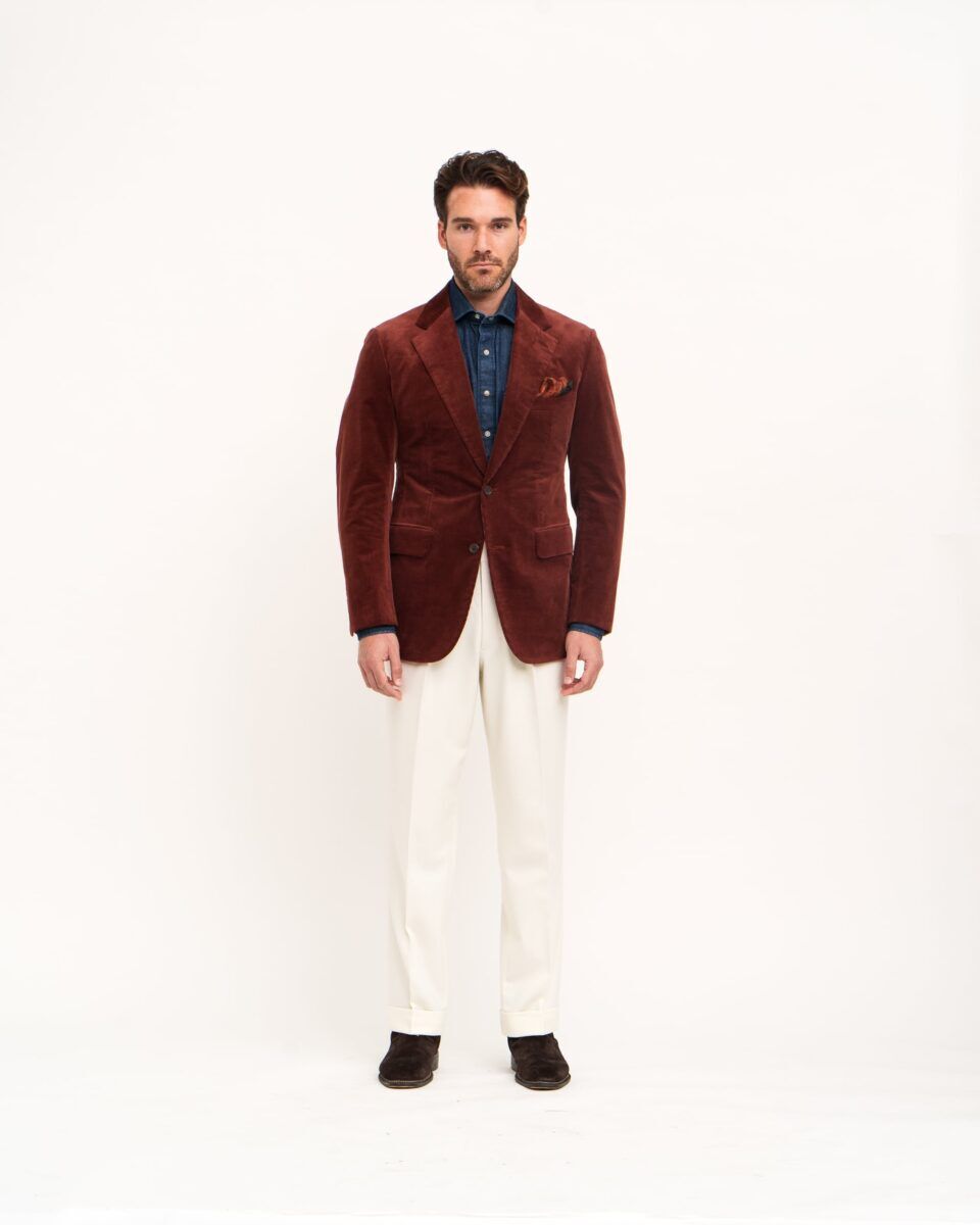 Rust Brown Cotton/Wool Stretch Corduroy Sport Coat