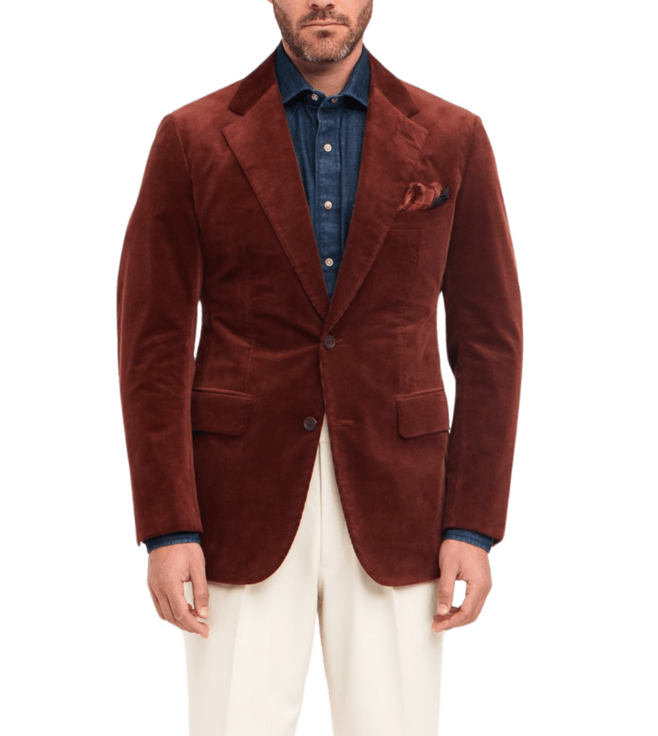 Rust Brown Cotton/Wool Stretch Corduroy Sport Coat
